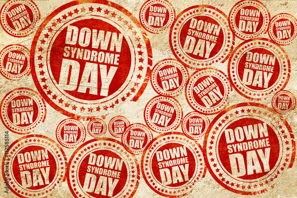 down syndrome day, red stamp on a grunge paper texture