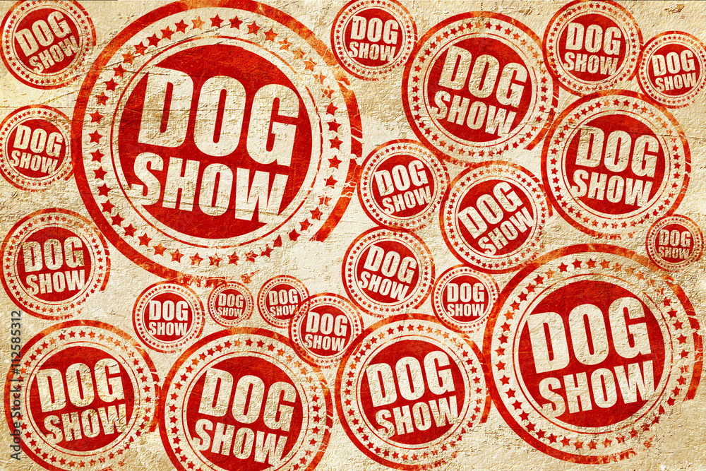Fototapeta premium dog show, red stamp on a grunge paper texture