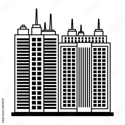 City design. Building icon. Black and white illustration   vector