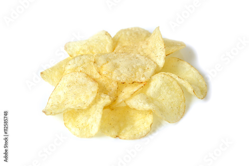 Potato chips on white background - isolated