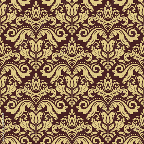 Oriental vector classic pattern. Seamless abstract background with repeating elements. Brown and golden pattern