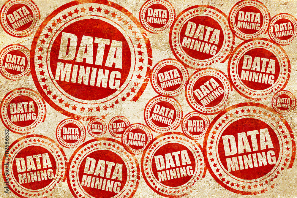 data mining, red stamp on a grunge paper texture