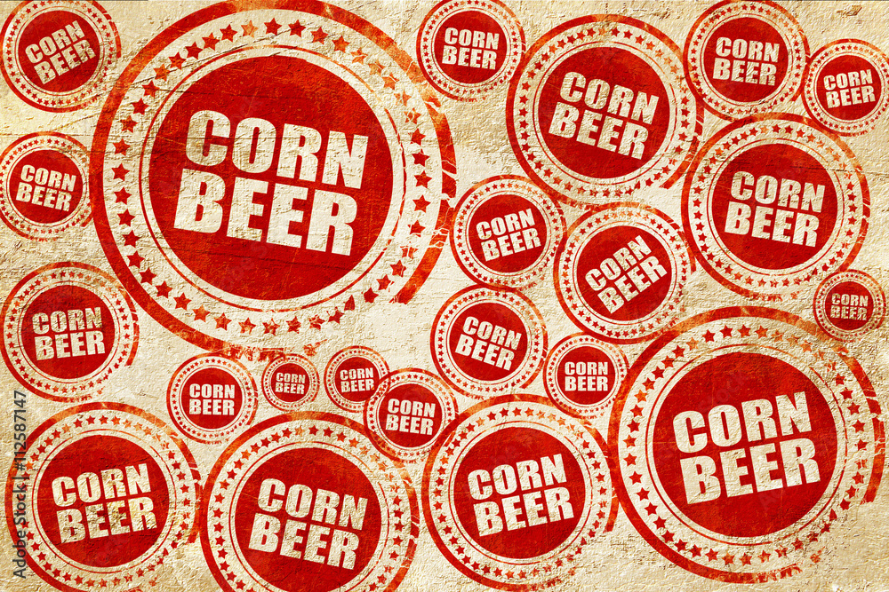 corn beer, red stamp on a grunge paper texture