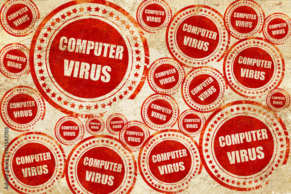 Fototapeta premium Virus removal background, red stamp on a grunge paper texture