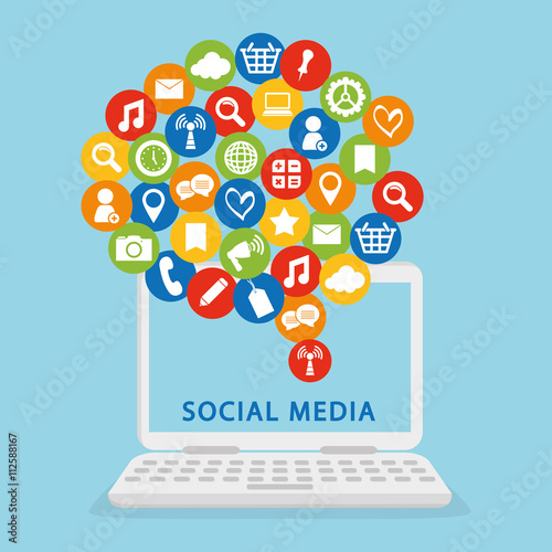 Social Media design. Media icon. Flat illustration