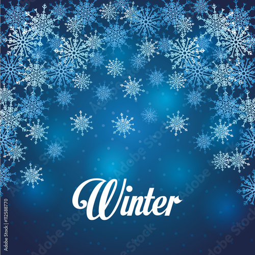 Winter design. blue background. Flat illustration