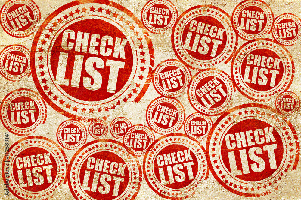 checklist, red stamp on a grunge paper texture checklist, red stamp on a grunge paper texture