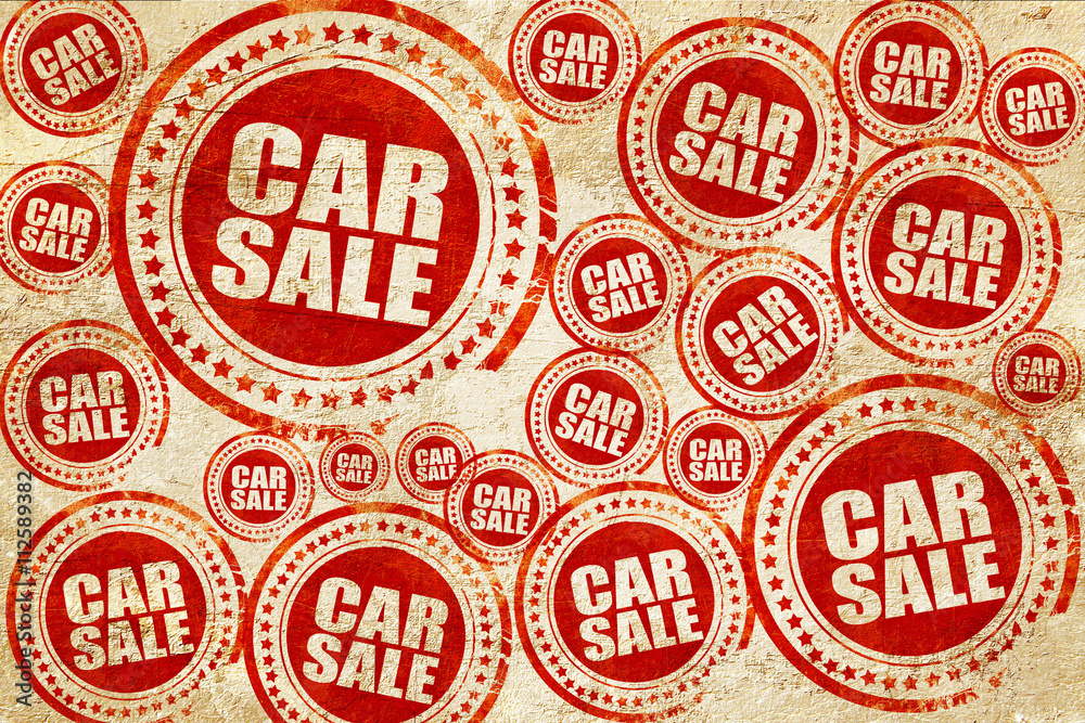 car sale, red stamp on a grunge paper texture
