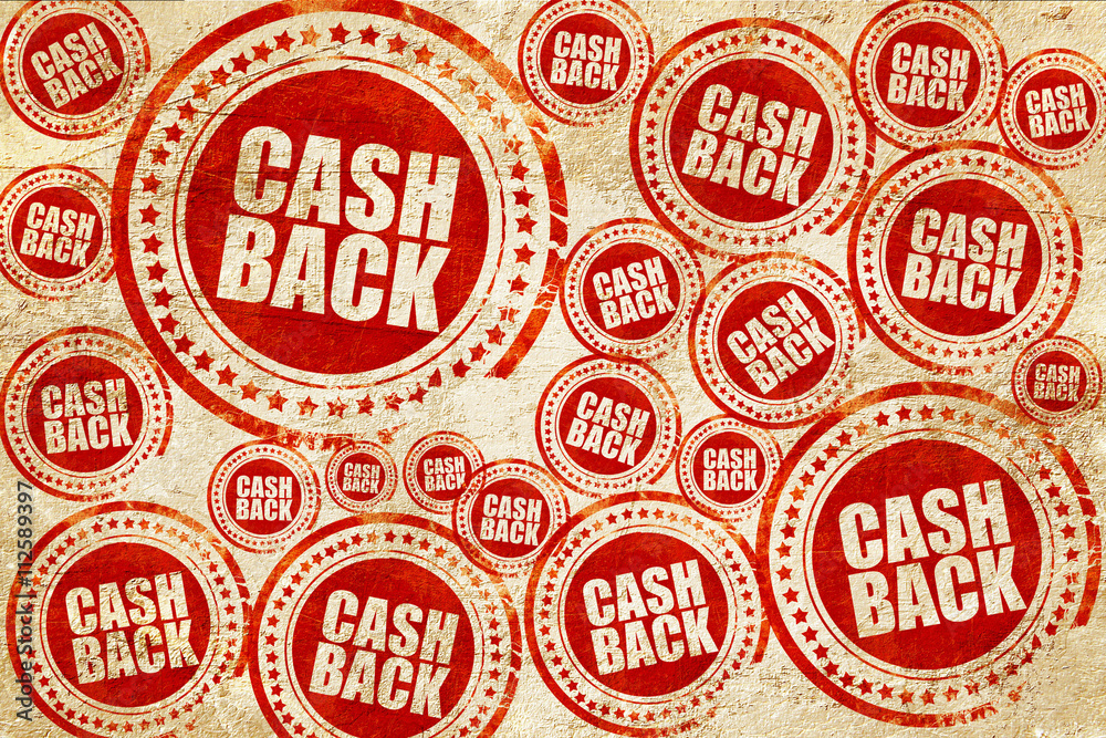 cash back, red stamp on a grunge paper texture