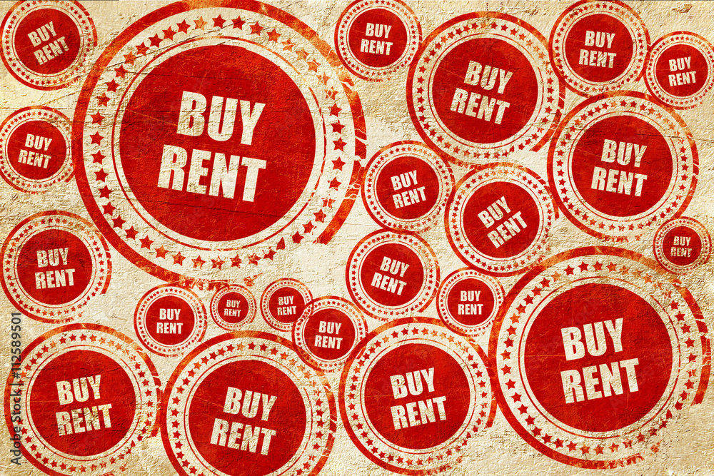 buy rent, red stamp on a grunge paper texture