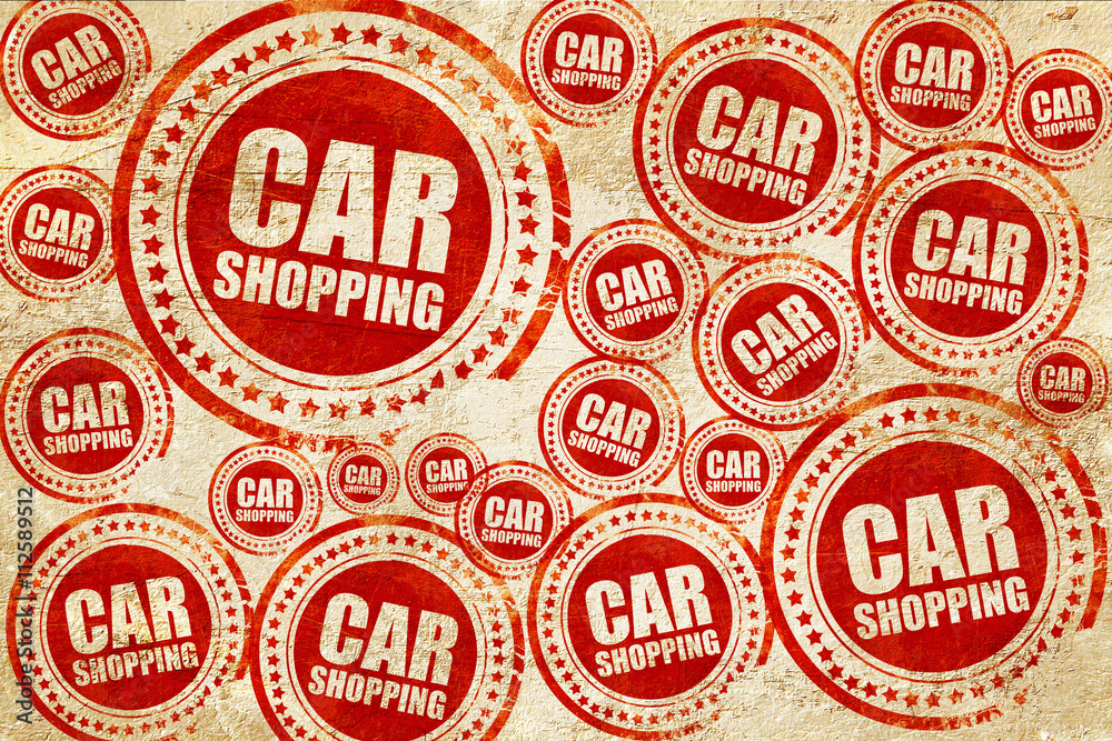 car shopping, red stamp on a grunge paper texture