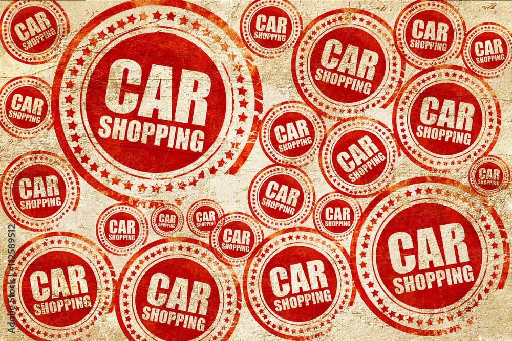 car shopping, red stamp on a grunge paper texture car shopping, red stamp on a grunge paper texture