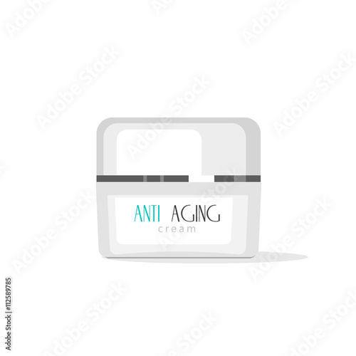 Cosmetic cream tube vector illustration isolated on white bakcground, flat cream bottle icon with anti aging label