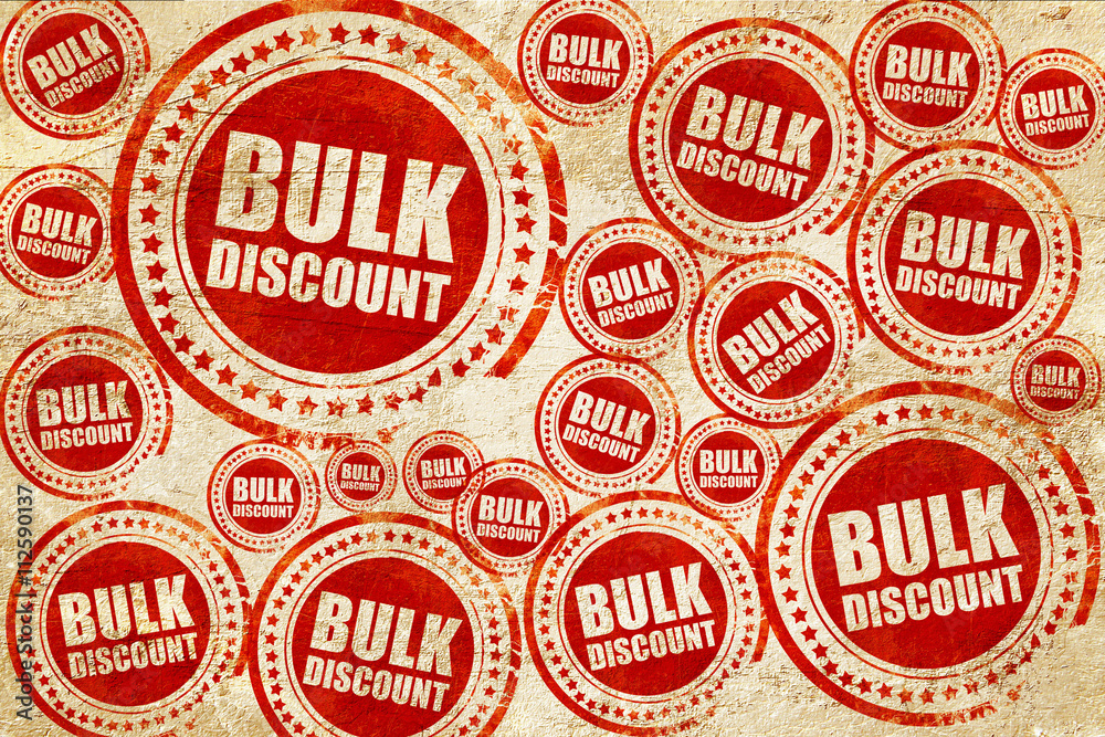 bulk discount, red stamp on a grunge paper texture