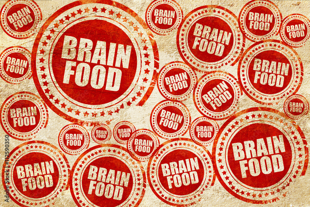 brain food, red stamp on a grunge paper texture