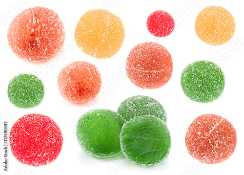 Candied round fruit jelly set