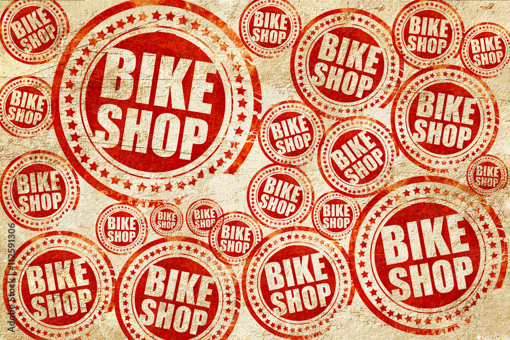 bike shop, red stamp on a grunge paper texture