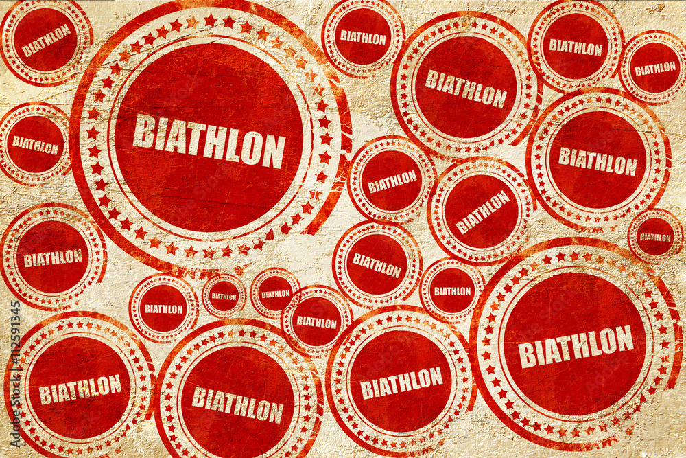 Obraz premium biathlon, red stamp on a grunge paper texture