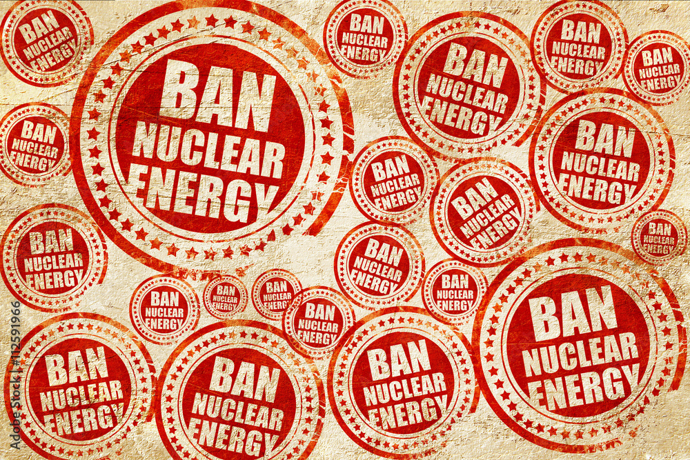 Obraz premium ban nuclear energu, red stamp on a grunge paper texture