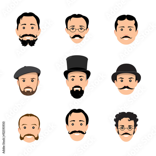 Vintage gentleman portrait set.