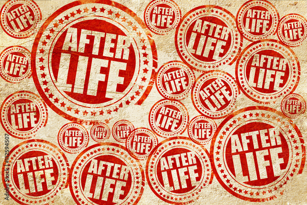 afterlife, red stamp on a grunge paper texture afterlife, red stamp on a grunge paper texture
