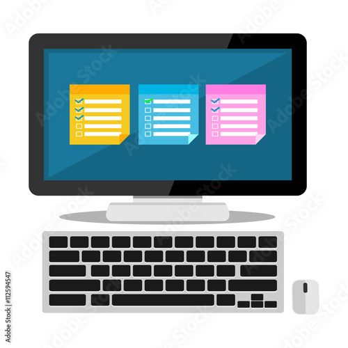 Sticky notes on desktop. Reminder application. 
