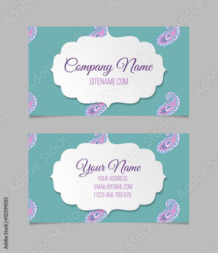 Business card template. Asian paisley © lolya1988