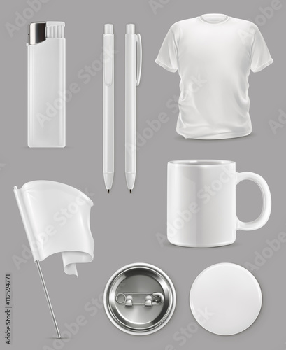 Promotional items, vector set mockup