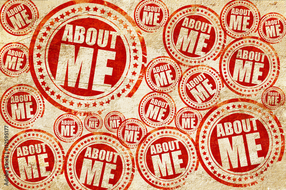 about me, red stamp on a grunge paper texture about me, red stamp on a grunge paper texture