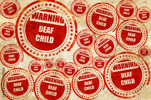 Deaf child sign, red stamp on a grunge paper texture