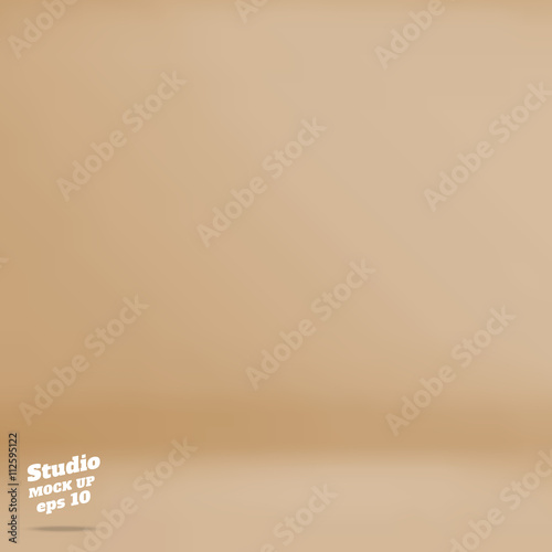 Vector :Empty pastel brown studio room background ,Template mock