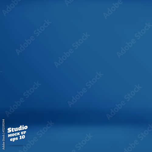 Vector :Empty navy blue studio room background ,Template mock up