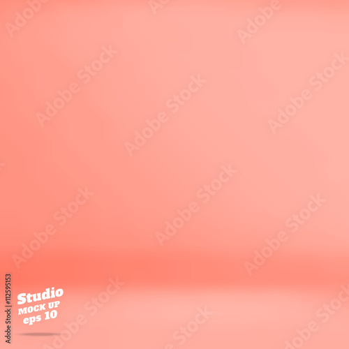 Vector :Empty pastel peach studio room background ,Template mock