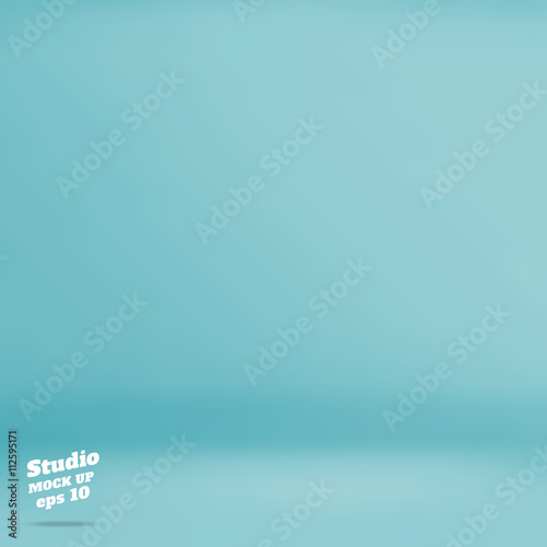 Vector :Empty pastel turquoise studio room background ,Template