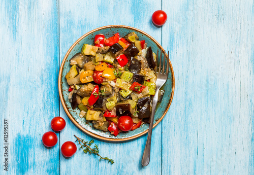 Konstfotografi Vegetable ratatouille in a plate