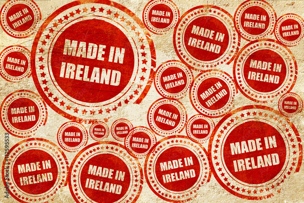 Obraz premium Made in ireland, red stamp on a grunge paper texture
