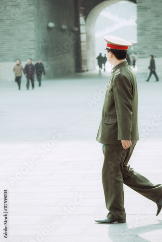 Soldier walking at Beijing, China