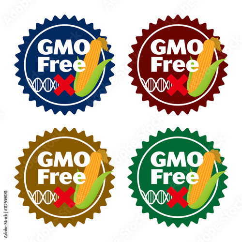 Genetically Modified Organisms (GMO) free, emblem or sticker icon