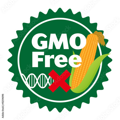 Genetically Modified Organisms (GMO) free, emblem or sticker icon