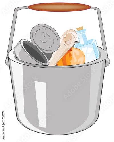 Pail with rubbish