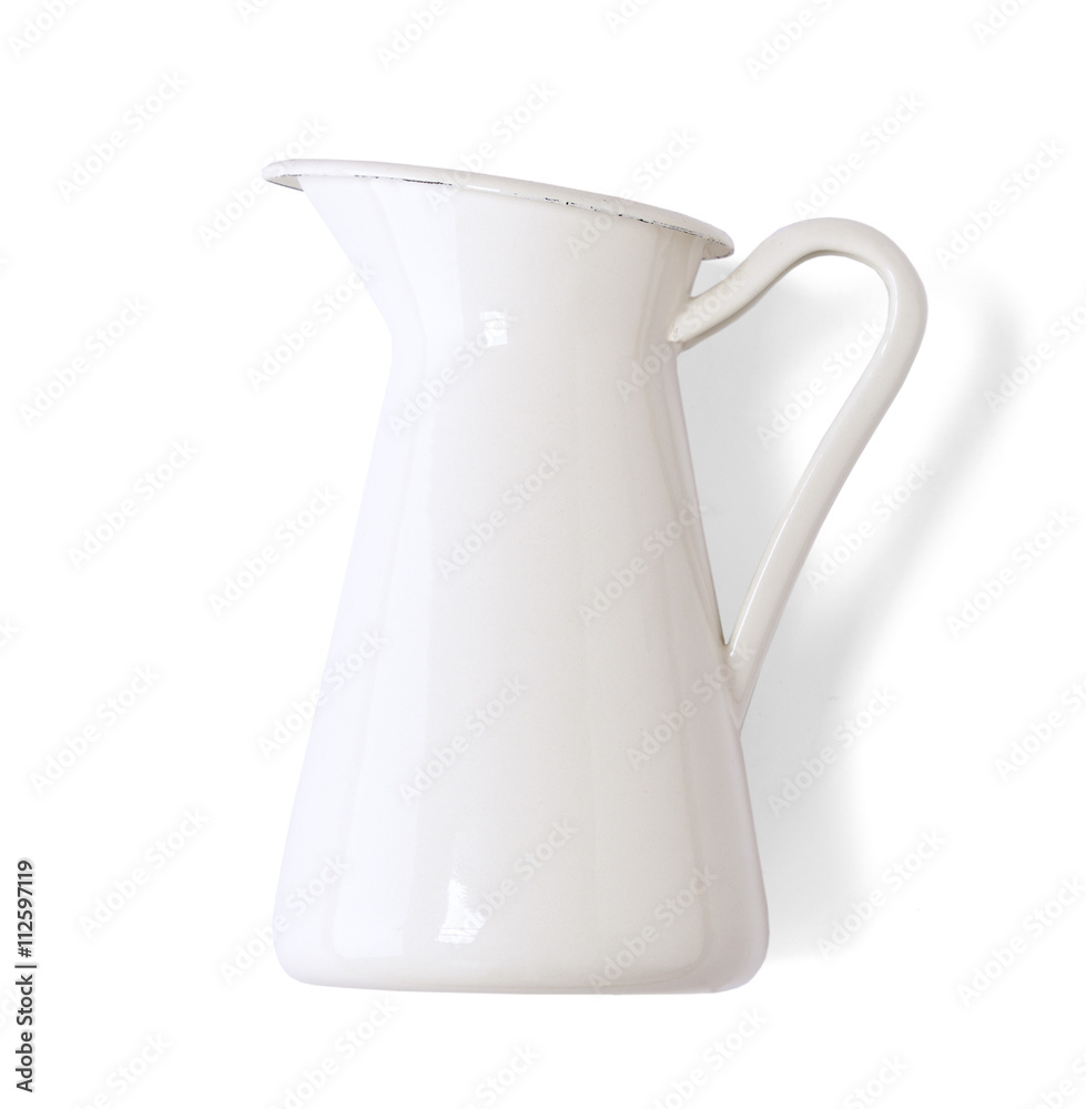 White metal water jug isolated on a white background White metal water jug isolated on a white background