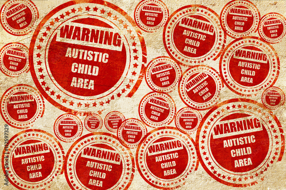 Obraz premium Autistic child sign, red stamp on a grunge paper texture