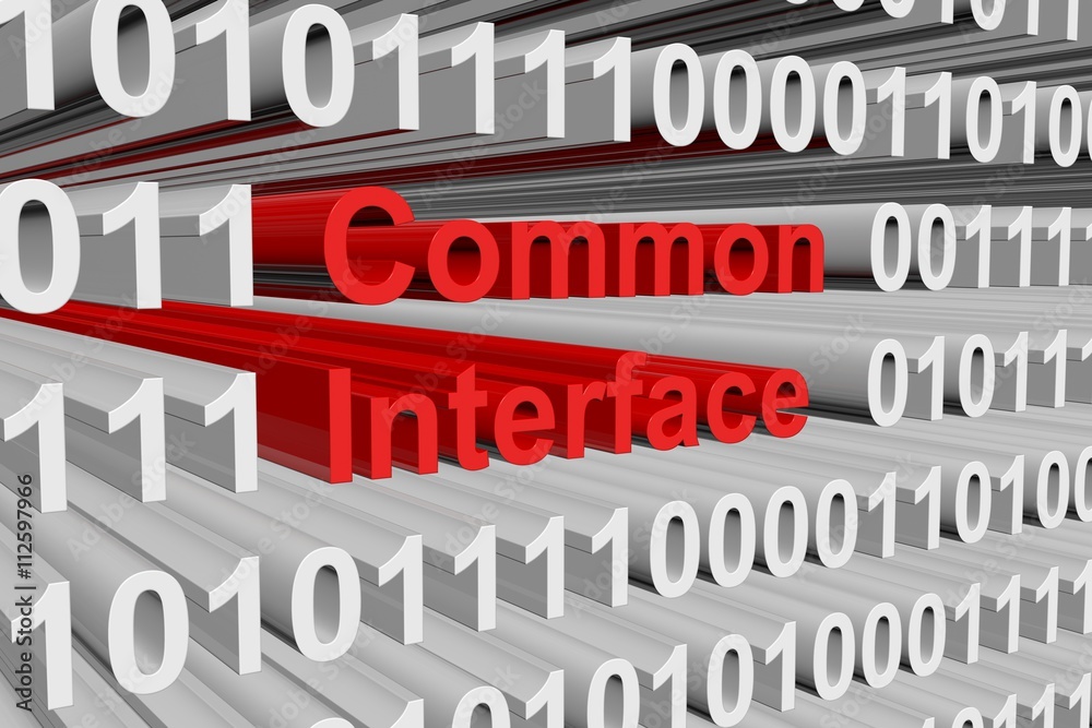 Common Interface in the form of binary code, 3D illustration