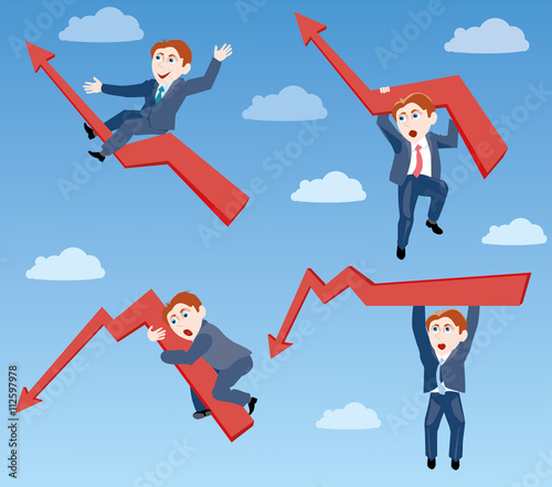 businessman. the ups and downs of affairs  in the clouds