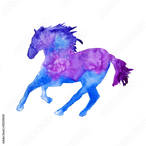 silhouette of a horse. isolated. watercolor illustration