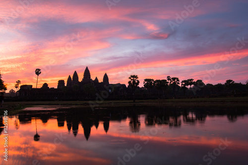 Angkor Wat temple at dramatic sunrise