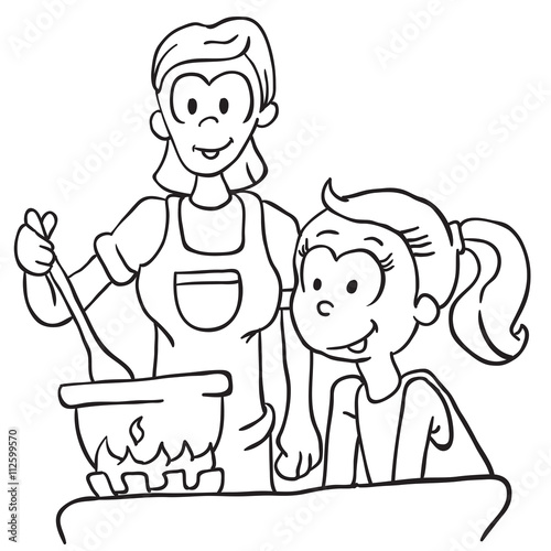 black and white mother and daughter