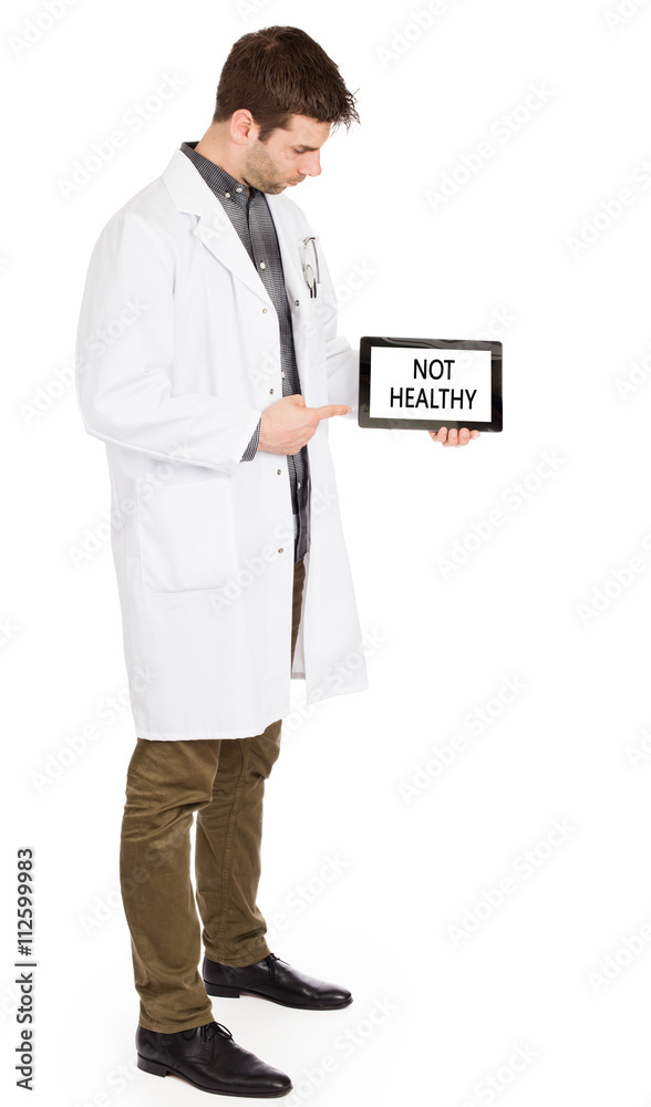 Doctor holding tablet - Not healthy Doctor holding tablet - Not healthy