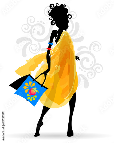 Pretty woman in summer with yellow pareo