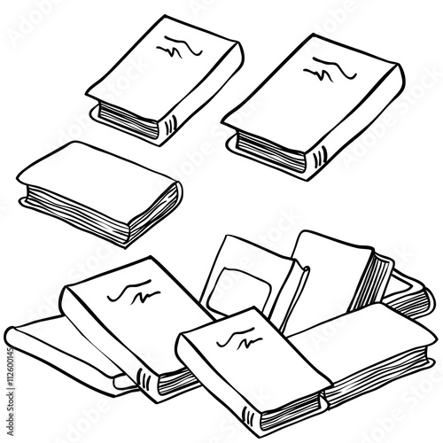 black and white stack of books